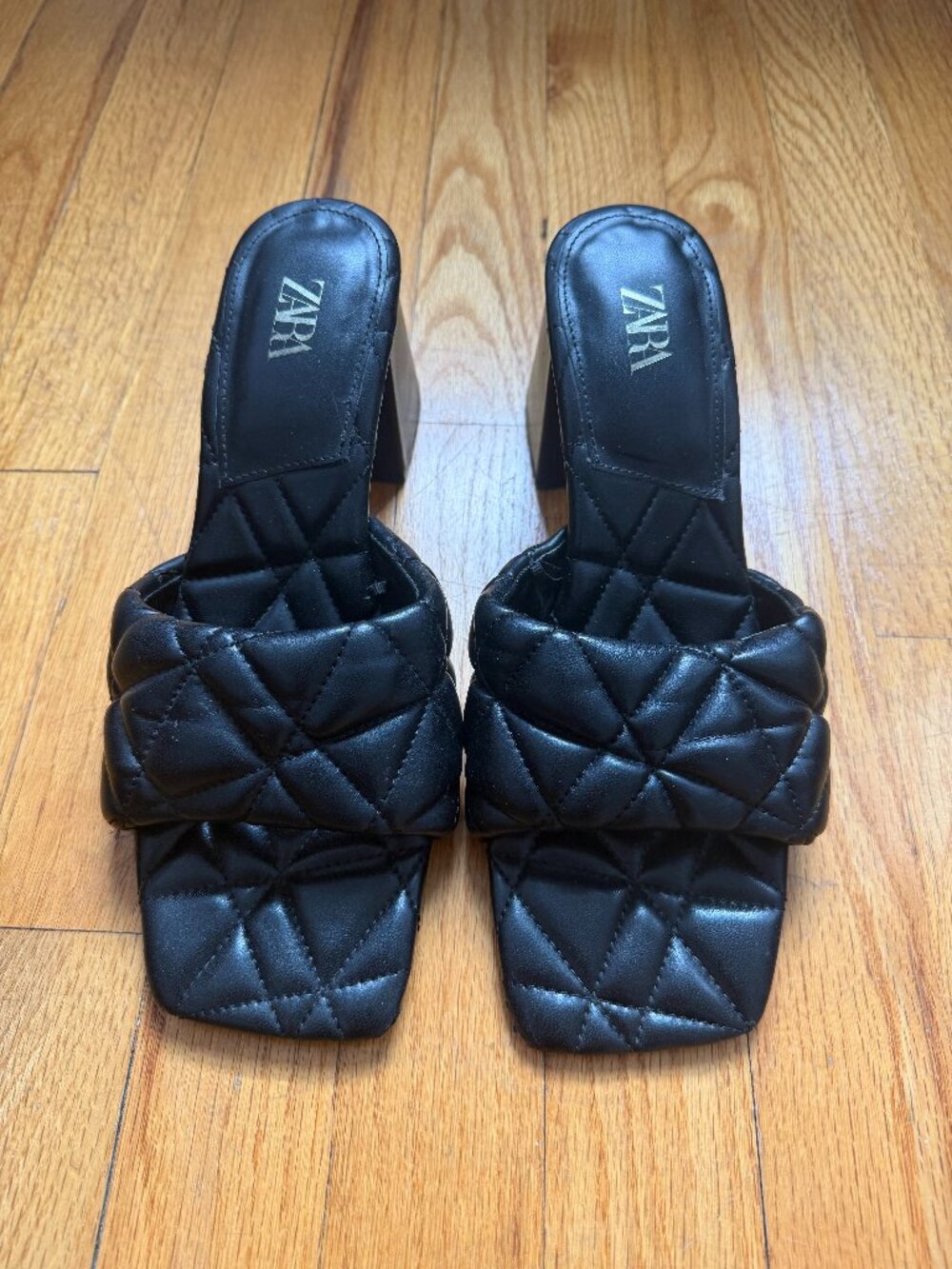 Zara Quilted Square Toe Heels
